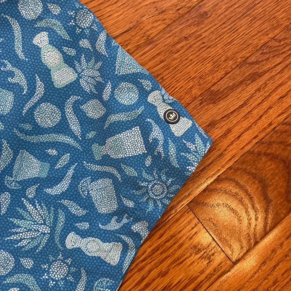 Peter Millar Swim Trunks Mens 2XL Blue Tequila Agave Print Mesh Lined Beachwear